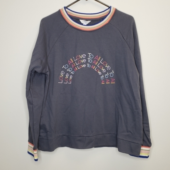 Time and Tru Love To All Rainbow Sweatshirt Womens Size Large - Picture 1 of 7
